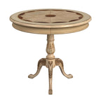 Dark Brown Round Pedestal Accent Table, Traditional Style, Single