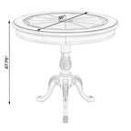 Dark Brown Round Pedestal Accent Table, Traditional Style, Single