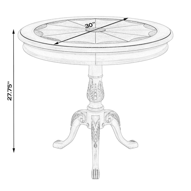 Dark Brown Round Pedestal Accent Table, Traditional Style, Single