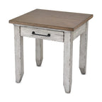Two-Tone Rustic Ivory & Honey / Chocolate Brown 1-Drawer End Table