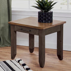 Two-Tone Rustic Ivory & Honey / Chocolate Brown 1-Drawer End Table