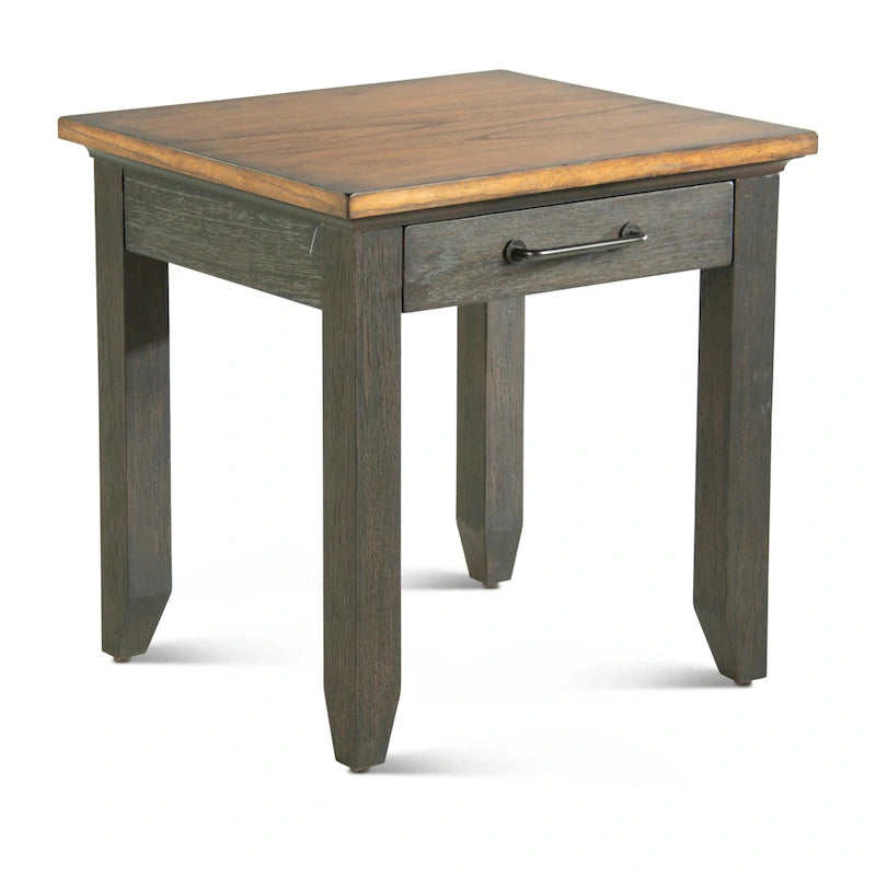 Two-Tone Rustic Ivory & Honey / Chocolate Brown 1-Drawer End Table