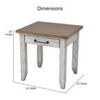 Two-Tone Rustic Ivory & Honey / Chocolate Brown 1-Drawer End Table