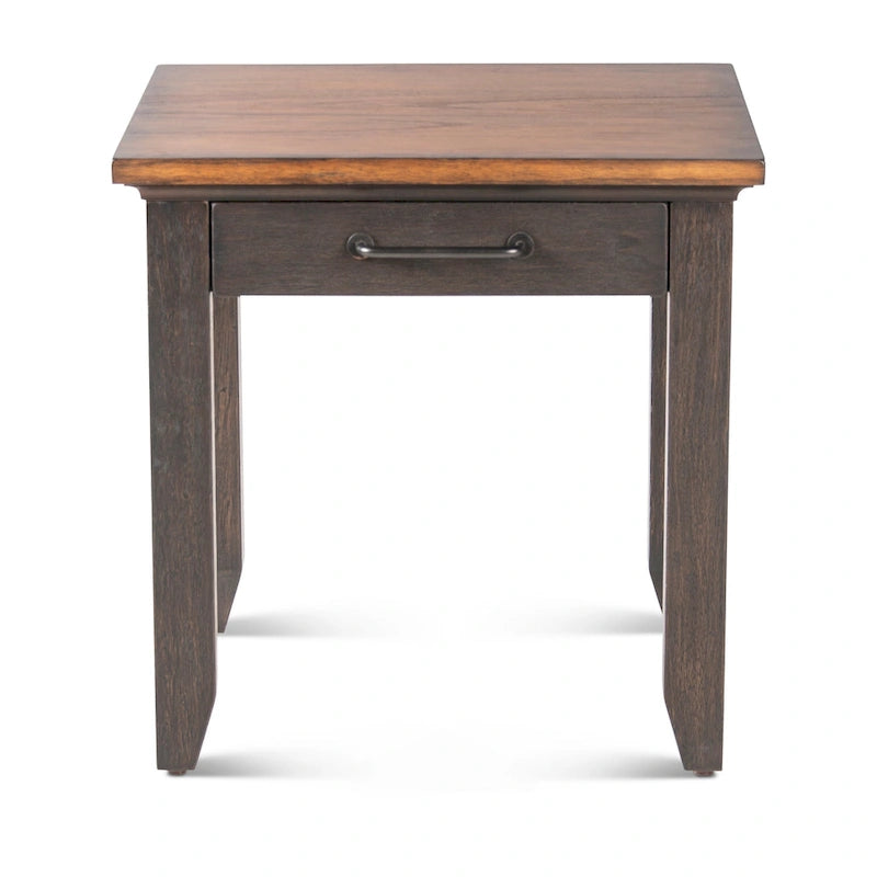 Two-Tone Rustic Ivory & Honey / Chocolate Brown 1-Drawer End Table