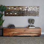 Wood Block Bench with Elevated Base - Brown - Roche River Decor - 16W x 71L x 15H