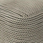 Cream Boho Square Pouf, Indoor/Outdoor, 1-Person