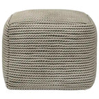 Cream Boho Square Pouf, Indoor/Outdoor, 1-Person