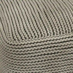 Cream Boho Square Pouf, Indoor/Outdoor, 1-Person