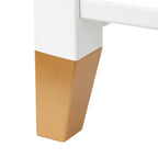 White Mid-Century End Table with Drawer & Shelf, 1-Person Assembly