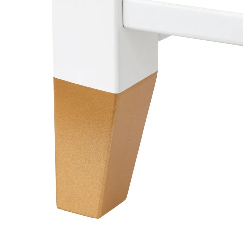 White Mid-Century End Table with Drawer & Shelf, 1-Person Assembly
