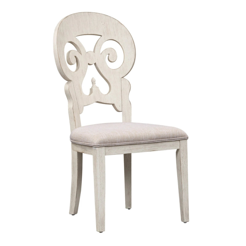 Farmhouse Reimagined Antique White 5 Piece Pedestal Table Set
