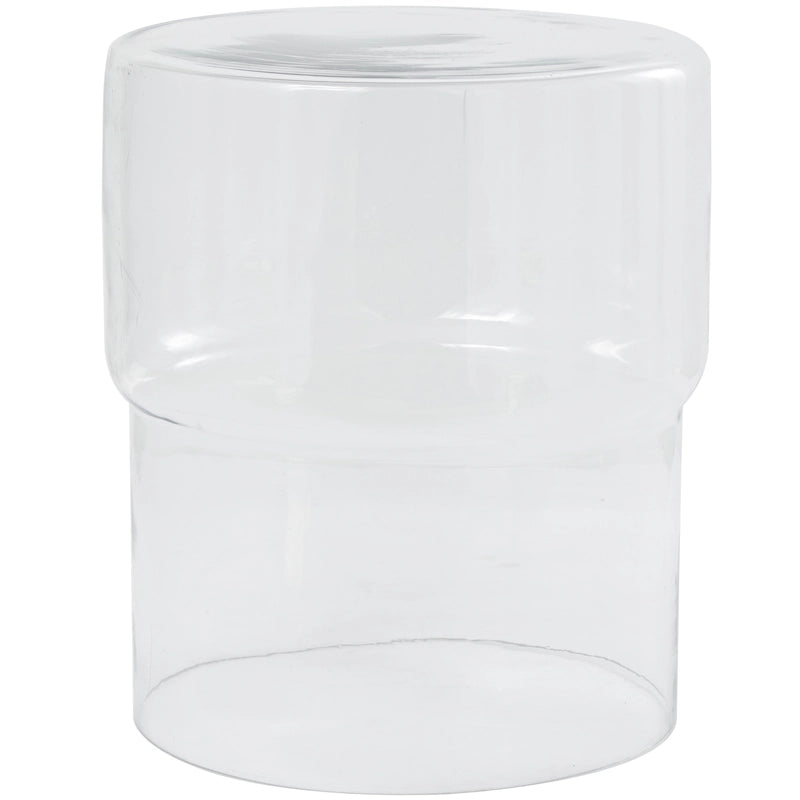 Glass Round Accent Side Table, Red / Clear, Single