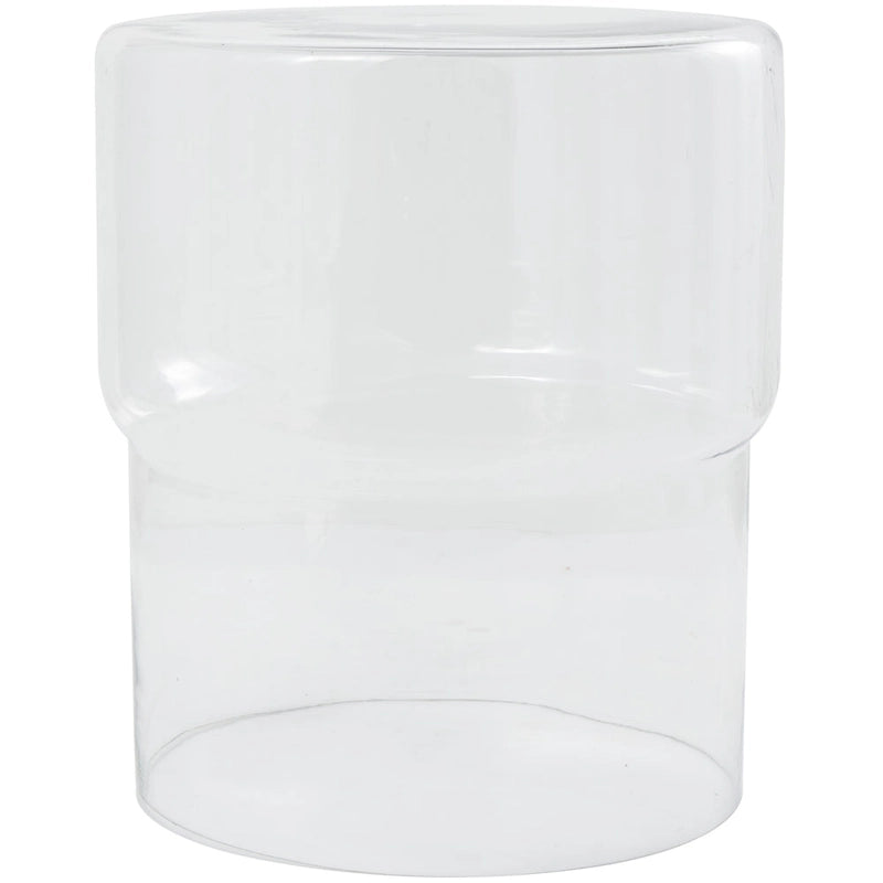 Glass Round Accent Side Table, Red / Clear, Single