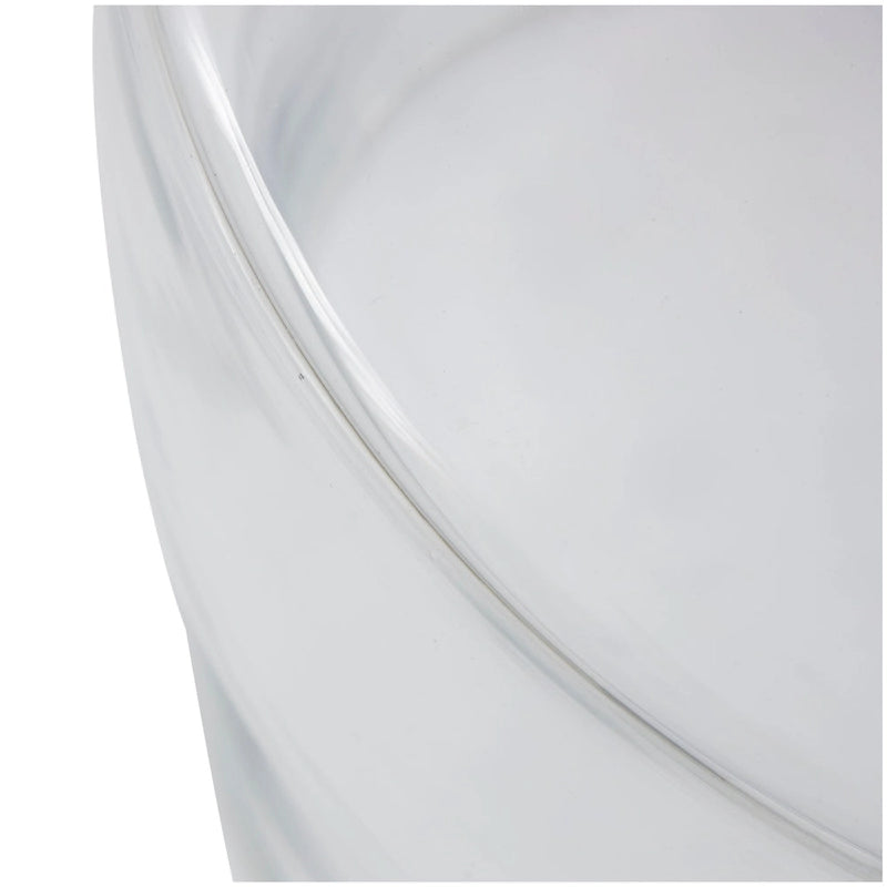 Glass Round Accent Side Table, Red / Clear, Single