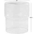 Glass Round Accent Side Table, Red / Clear, Single