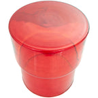 Glass Round Accent Side Table, Red / Clear, Single