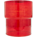 Glass Round Accent Side Table, Red / Clear, Single