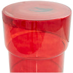 Glass Round Accent Side Table, Red / Clear, Single
