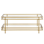 Brass/Blackened Bronze 4-Tier Arched Steel & Glass Display Shelf