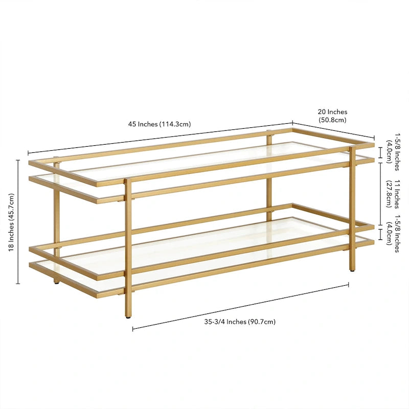 Brass/Blackened Bronze 4-Tier Arched Steel & Glass Display Shelf