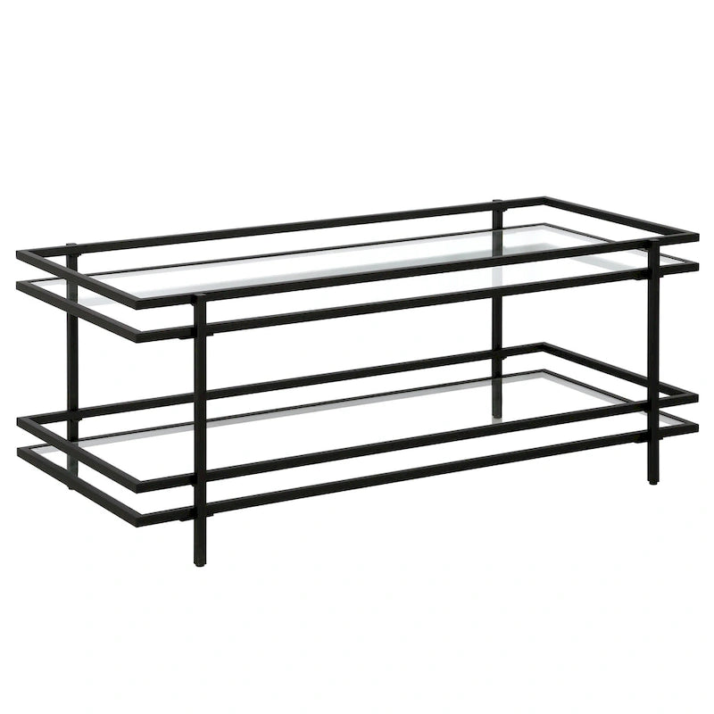 Brass/Blackened Bronze 4-Tier Arched Steel & Glass Display Shelf