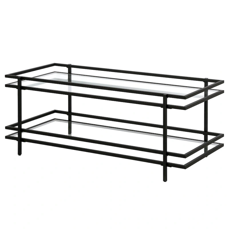 Brass/Blackened Bronze 4-Tier Arched Steel & Glass Display Shelf