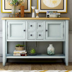 Retro Wood Buffet Sideboard with Drawers & Cabinets, Multi-Color, 1-Piece