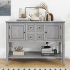 Retro Wood Buffet Sideboard with Drawers & Cabinets, Multi-Color, 1-Piece