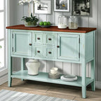 Retro Wood Buffet Sideboard with Drawers & Cabinets, Multi-Color, 1-Piece