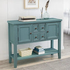 Retro Wood Buffet Sideboard with Drawers & Cabinets, Multi-Color, 1-Piece