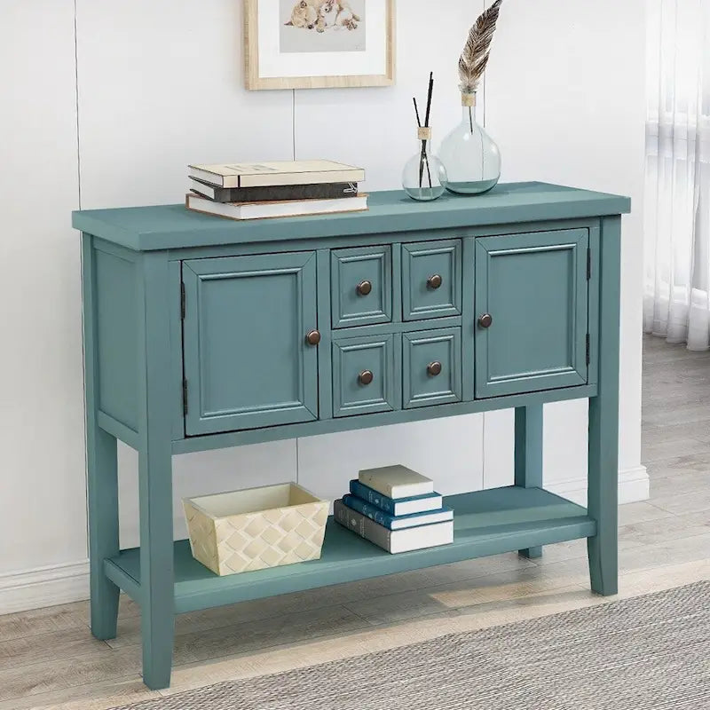 Retro Wood Buffet Sideboard with Drawers & Cabinets, Multi-Color, 1-Piece