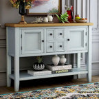 Retro Wood Buffet Sideboard with Drawers & Cabinets, Multi-Color, 1-Piece