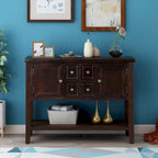 Retro Wood Buffet Sideboard with Drawers & Cabinets, Multi-Color, 1-Piece