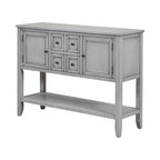 Retro Wood Buffet Sideboard with Drawers & Cabinets, Multi-Color, 1-Piece