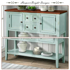 Retro Wood Buffet Sideboard with Drawers & Cabinets, Multi-Color, 1-Piece