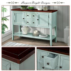 Retro Wood Buffet Sideboard with Drawers & Cabinets, Multi-Color, 1-Piece