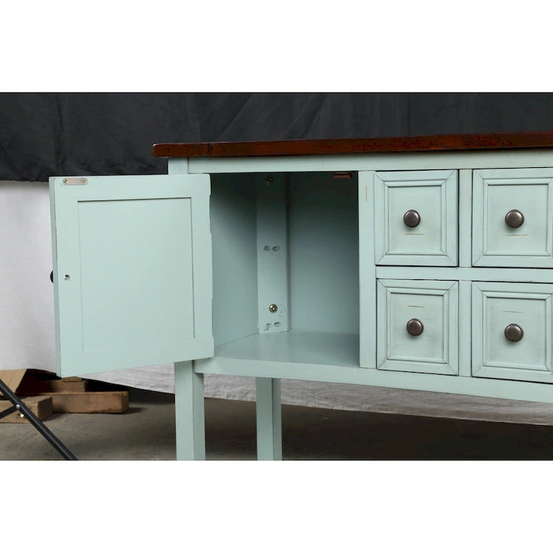 Retro Wood Buffet Sideboard with Drawers & Cabinets, Multi-Color, 1-Piece