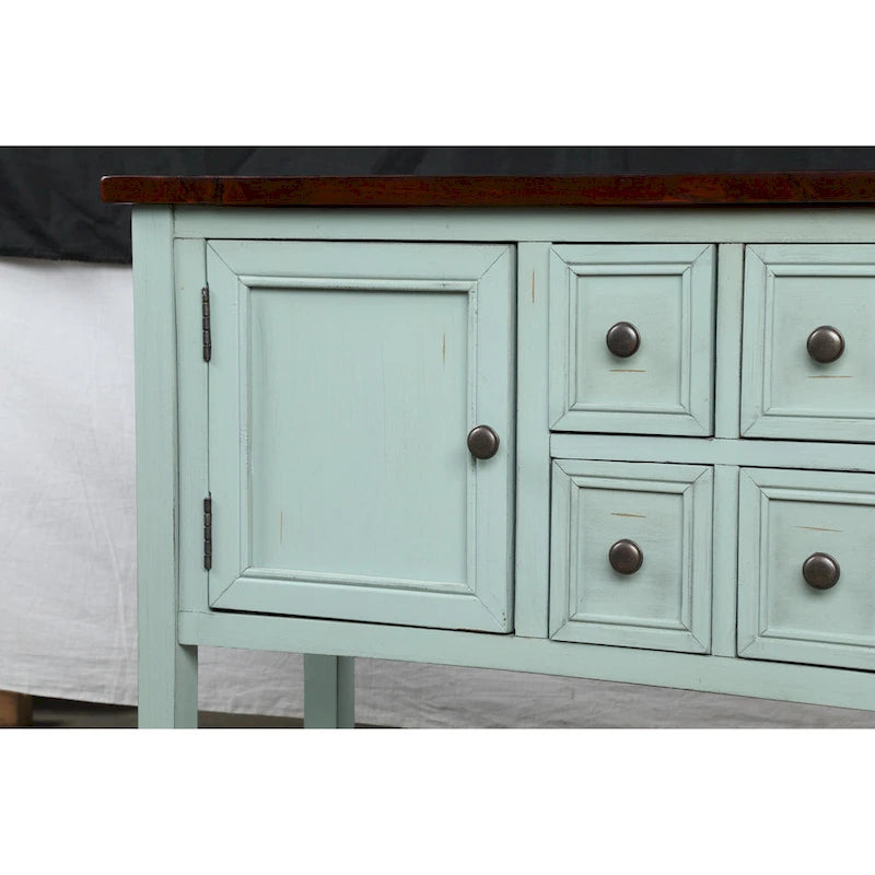 Retro Wood Buffet Sideboard with Drawers & Cabinets, Multi-Color, 1-Piece
