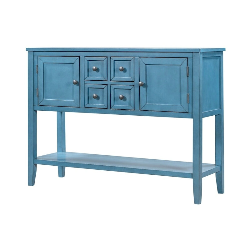 Retro Wood Buffet Sideboard with Drawers & Cabinets, Multi-Color, 1-Piece