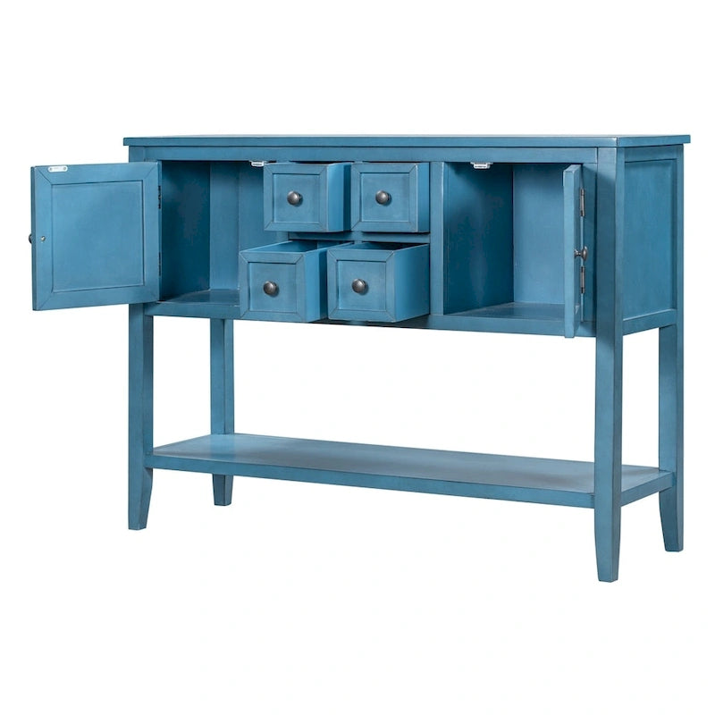 Retro Wood Buffet Sideboard with Drawers & Cabinets, Multi-Color, 1-Piece
