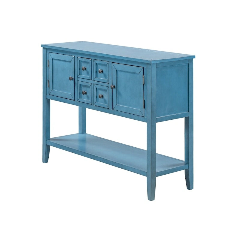 Retro Wood Buffet Sideboard with Drawers & Cabinets, Multi-Color, 1-Piece