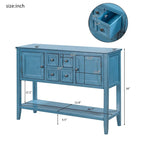 Retro Wood Buffet Sideboard with Drawers & Cabinets, Multi-Color, 1-Piece