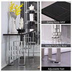 Modern Console Table 55 inch Sofa Table with High Gloss Top and Mirrored Metal Base for Entryway Living Room