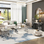 Modern Console Table 55 inch Sofa Table with High Gloss Top and Mirrored Metal Base for Entryway Living Room