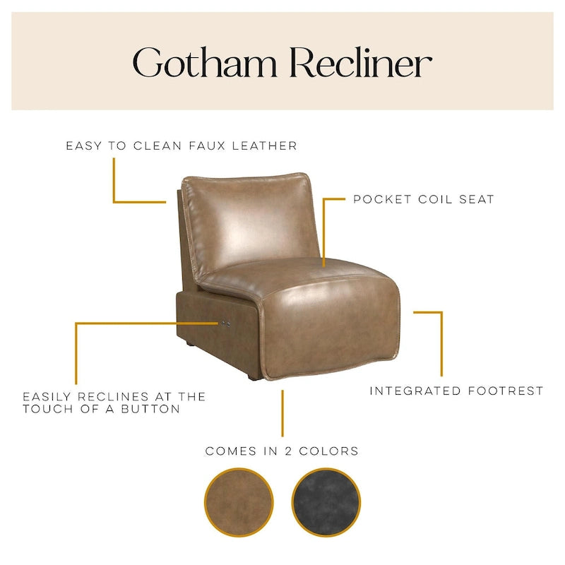 Espresso / Acorn Faux Leather Power Recliner, Single Seat