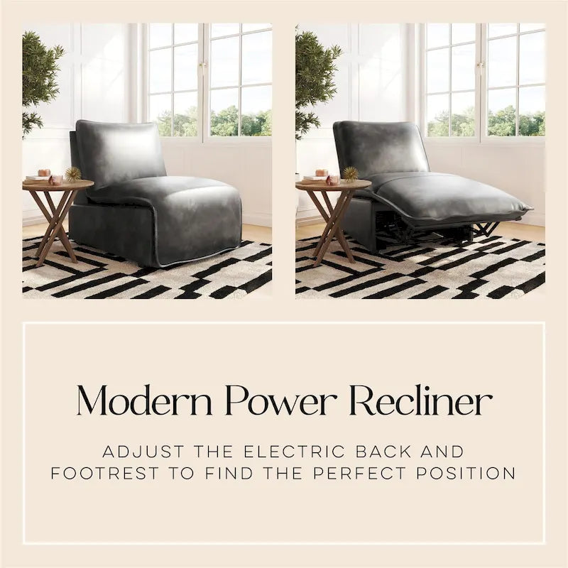 Espresso / Acorn Faux Leather Power Recliner, Single Seat