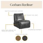 Espresso / Acorn Faux Leather Power Recliner, Single Seat