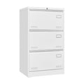 White/Black Metal Lateral 3-Drawer Locking File Cabinet, 1-Person