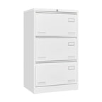 White/Black Metal Lateral 3-Drawer Locking File Cabinet, 1-Person