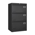 White/Black Metal Lateral 3-Drawer Locking File Cabinet, 1-Person